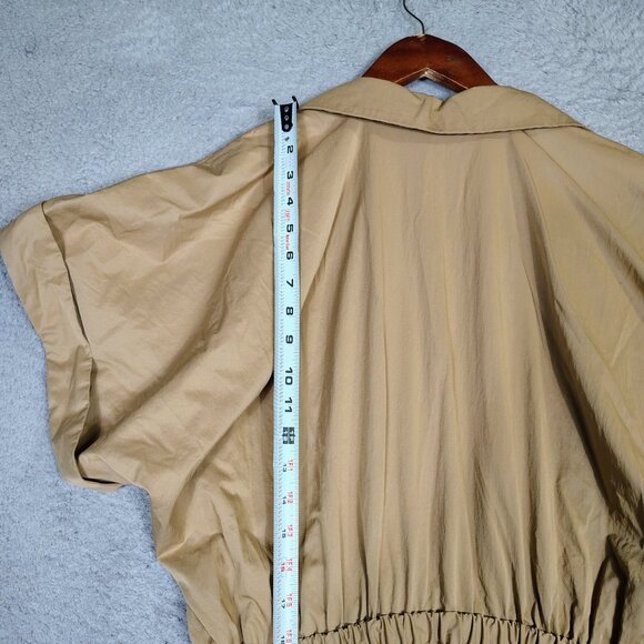 Abercrombie & Fitch Maxi Dress Women's XL Tan Elastic Waist Short Sleeve Utility - Picture 9 of 12